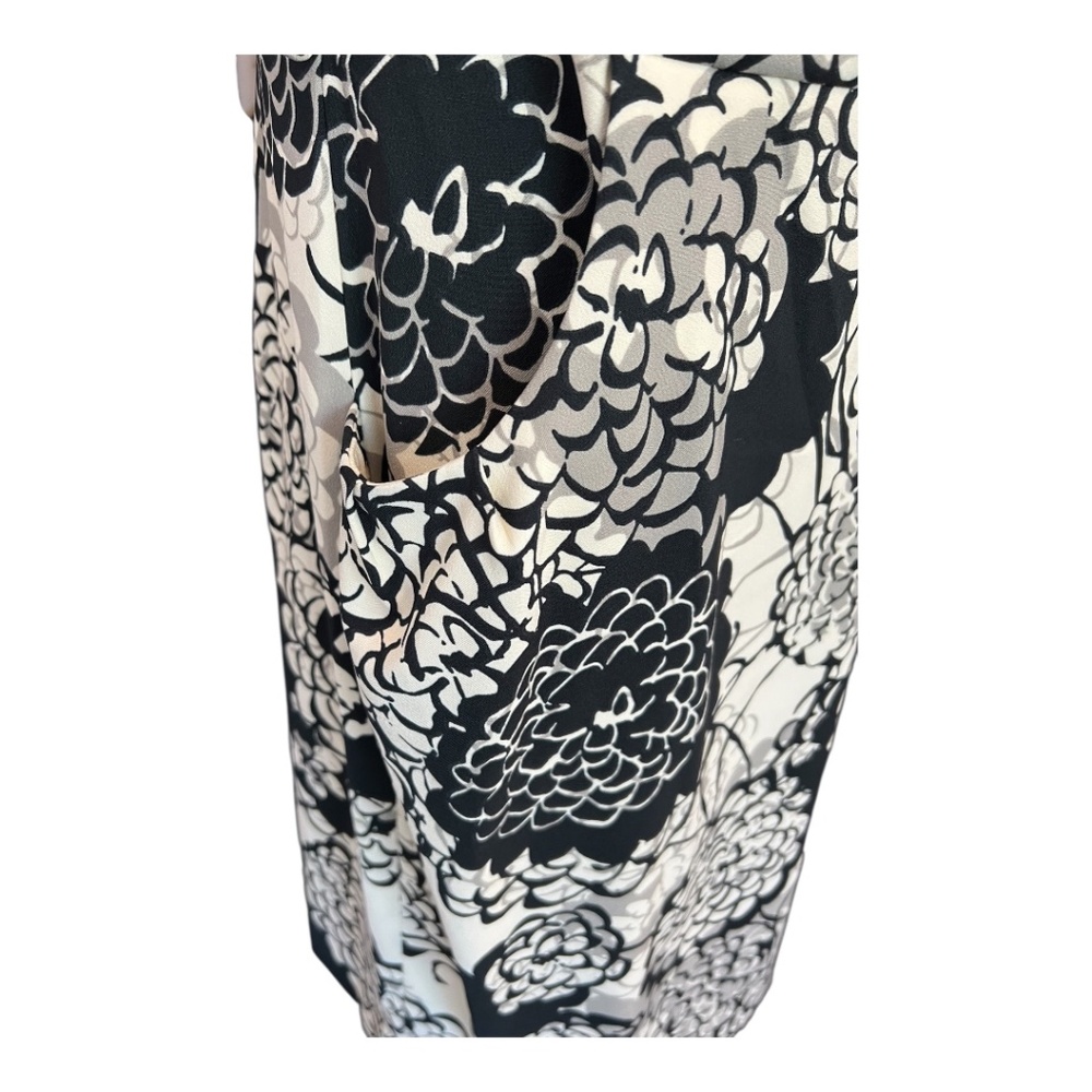 EUC JONES WEAR Black & Cream Floral Mid Length Dress Sz 14 + Flexees Shapewear - Picture 6 of 15